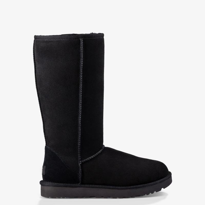 Bottes Hautes UGG Classic Tall II Femme Noir Soldes 861YLRKW